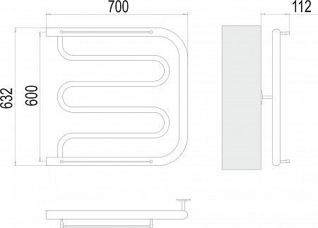 Фокстрот БШ 600х700 Полотенцесушитель  TERMINUS Таганрог - фото 3