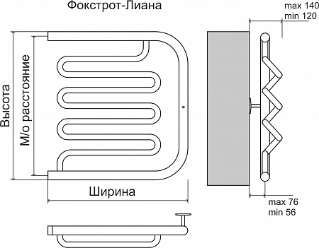 Фокстрот-Лиана AISI 500х500 Полотенцесушитель  TERMINUS Таганрог - фото 3