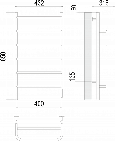 Полка П6 400х650 Электро (quick touch) Полотенцесушитель  TERMINUS Таганрог - фото 3