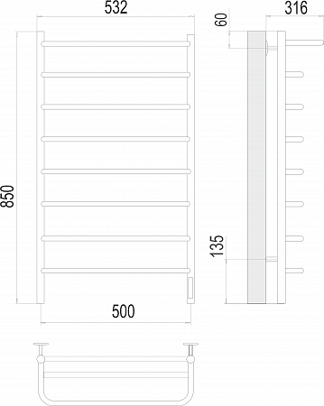 Полка П8 500х850 Электро (quick touch) Полотенцесушитель  TERMINUS Таганрог - фото 3