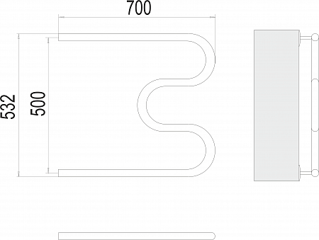 М-обр AISI 32х2 500х700 Полотенцесушитель  TERMINUS Таганрог - фото 3