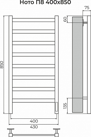 Ното П8 400х850 Электро (quick touch) Полотенцесушитель TERMINUS Таганрог - фото 3