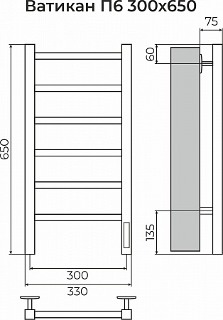 Ватикан П6 300х650 Электро (quick touch) Полотенцесушитель TERMINUS Таганрог - фото 3