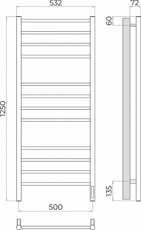 Аврора П12 500х1250 Электро (quick touch) Полотенцесушитель TERMINUS Таганрог - фото 3