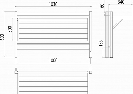 Горизонт П8 1000х600 электро КС ЧЕРНЫЙ МУАР (sensor quick touch) Полотенцесушитель TERMINUS Таганрог - фото 5